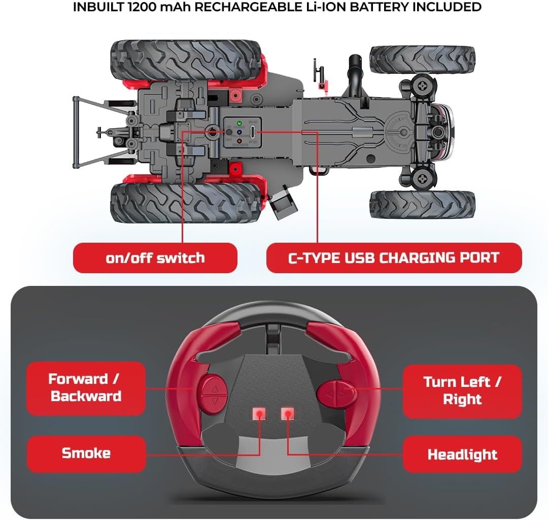 Mirana Mahindra NOVO RC Tractor Toy for Kids | Remote Controlled Truck | Type-C USB Rechargeable | Original Licensed Model Vehicle | Gift for Boys & Girls 3+ Years (NOVO) view 4