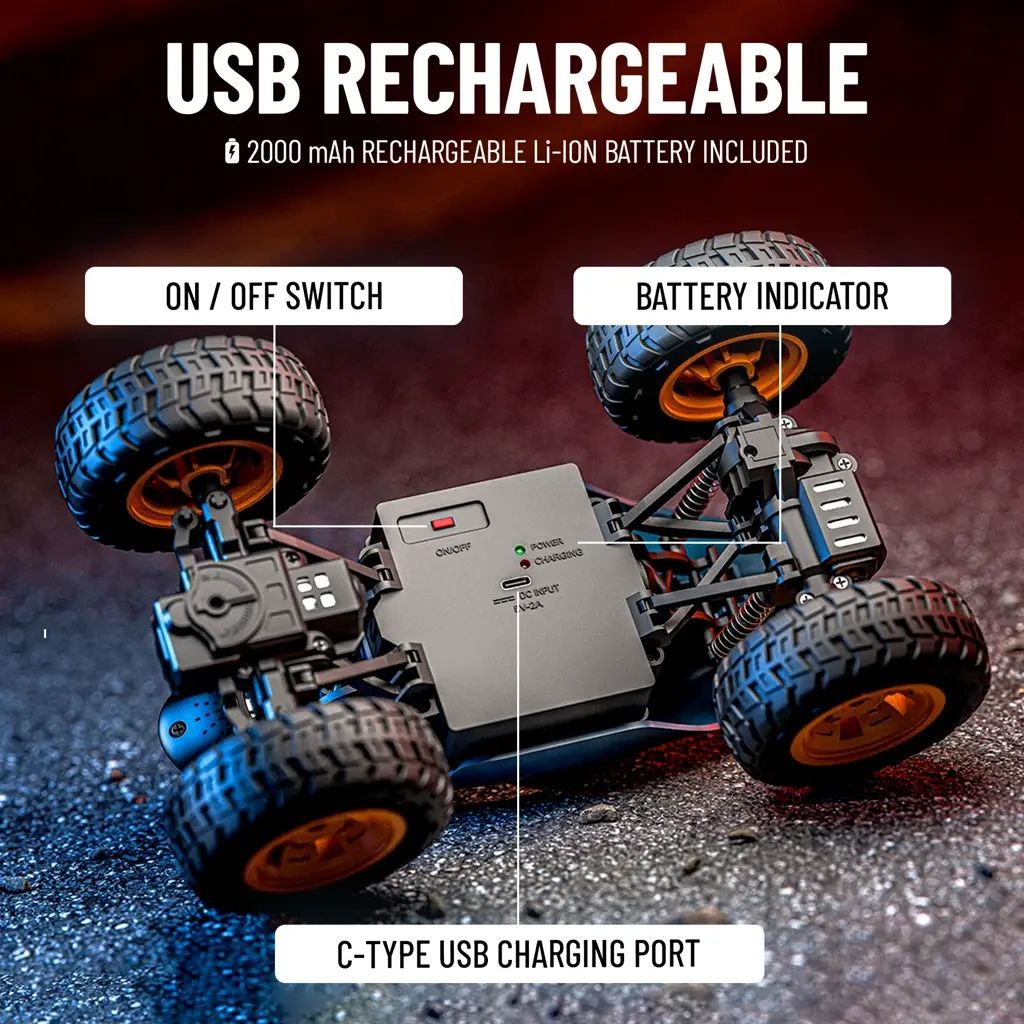 Spiker App and Remote Control Car- In-Built Bluetooth Speaker, Compatible With AR Games, 2000 mAh Li-ion Rechargeable Battery, RGB Headlights, Spring Suspension view 3