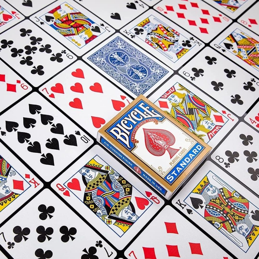 Bicycle Standard Playing Cards (Gold Border Tuck) Edition Poker Magic Rider Back Standards Size Deck, Blue view 2