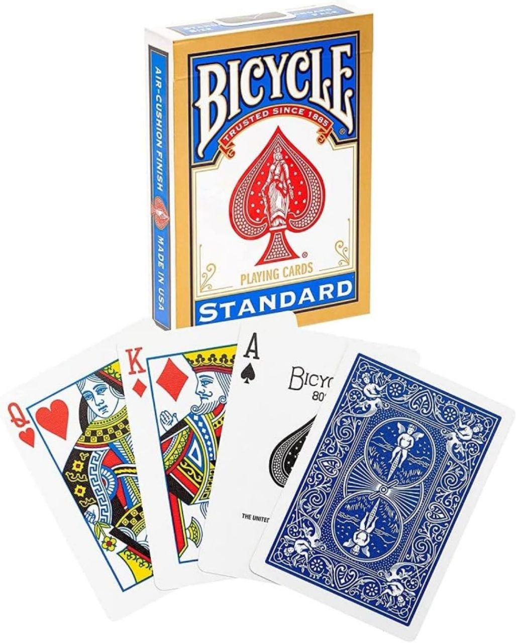 Bicycle Standard Playing Cards (Gold Border Tuck) Edition Poker Magic Rider Back Standards Size Deck, Blue