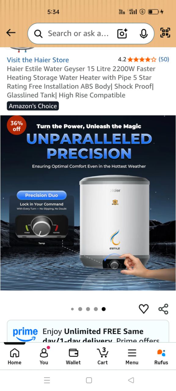 Haier Estile Water Geyser
