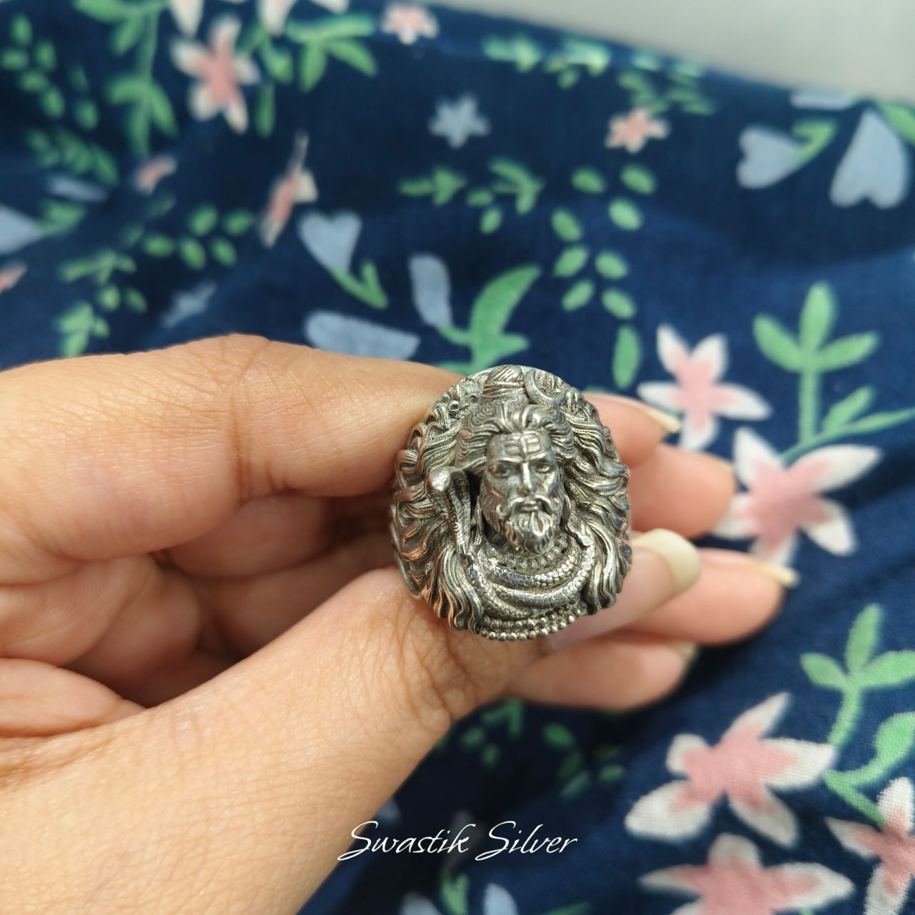 Lord Shiva Silver Ring view 3