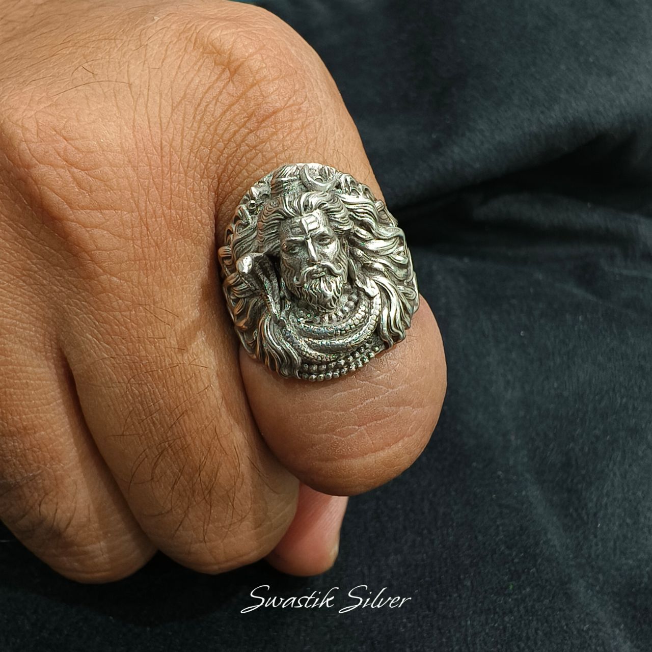 Lord Shiva Silver Ring view 5