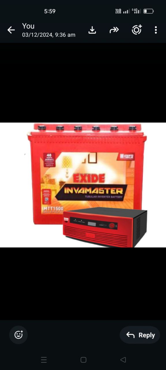 Exide Invamaster MTT1500 Tubular Inverter Battery