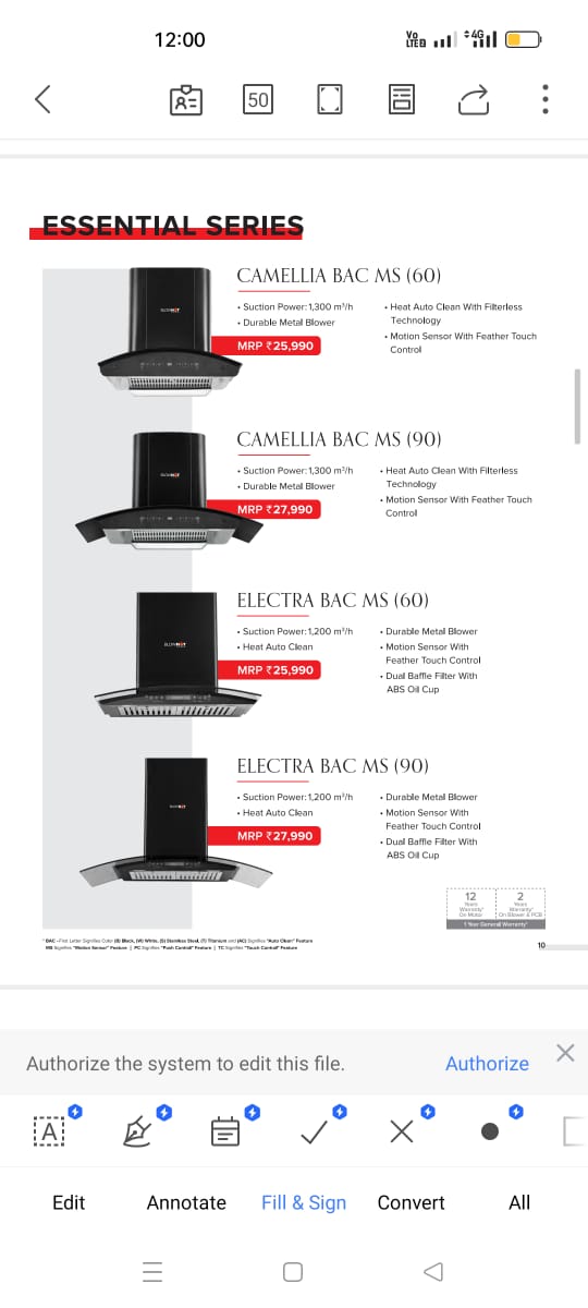 Camellia BAC MS Kitchen Chimney