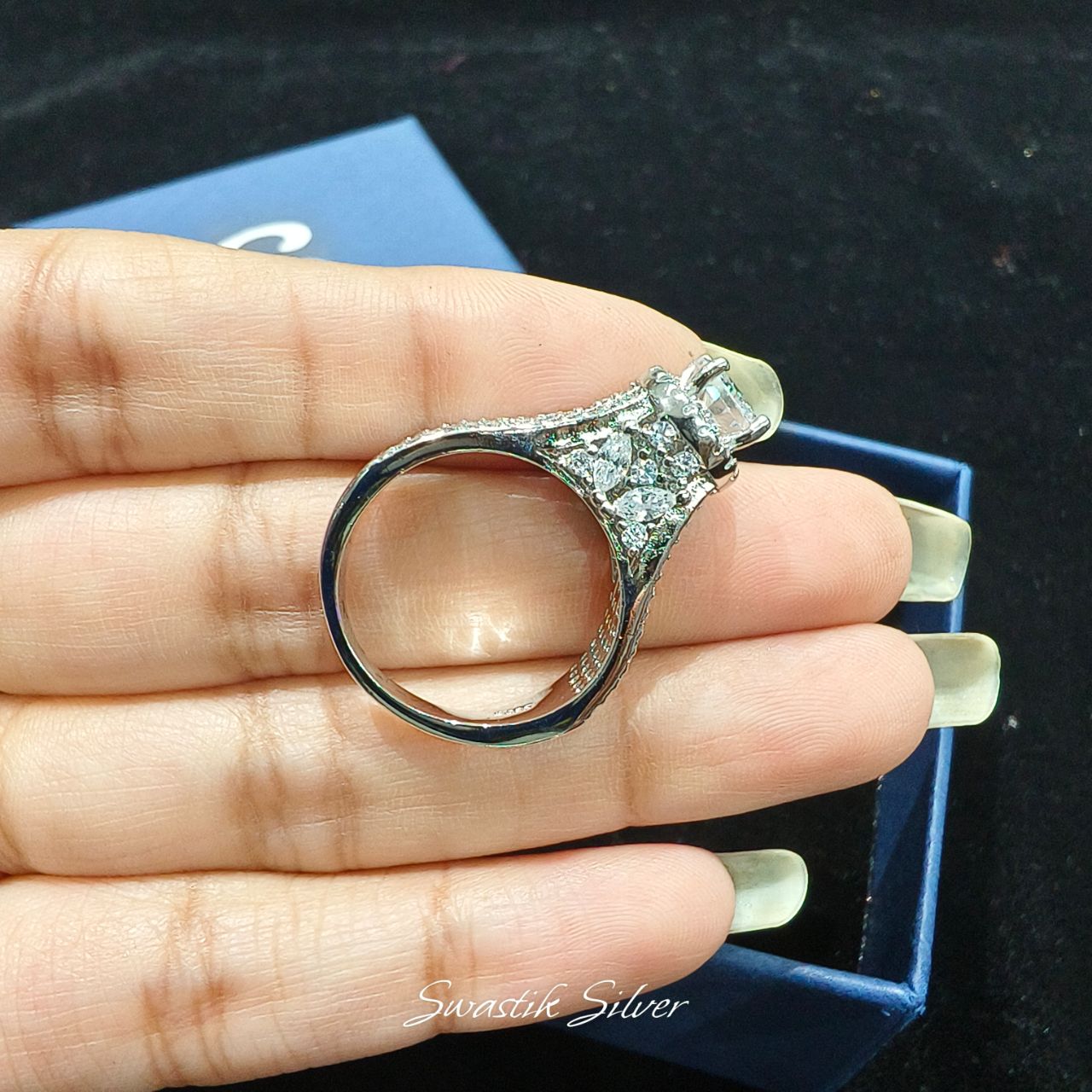 Swastik Silver Ring view 2