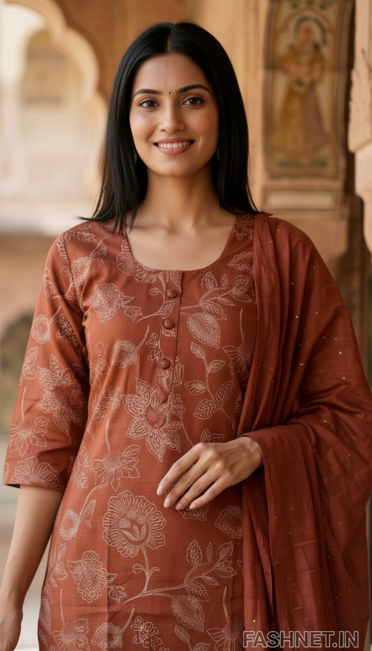 Floral Printed Kurta Set 08 view 3