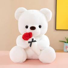 White Plush Bear with Rose view 2