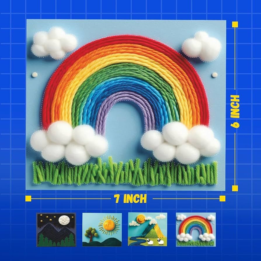 KREEDA- Sand Art & Wool Art | DIY Mess Free Craft Kit | Sand Art for kids and adults | DIY kit with 50+ Star Shaped Stickers and 2 Colourful Sand Bottles | 10+ colourful yarns | Gifts for Girls & Boys Ages 4, 5, 6, 7, 8, 9, 10, 11, 12 (Sand Art & Wool Art) view 11