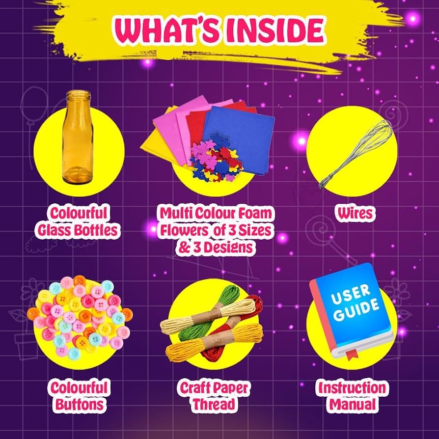 Kreeda Flower Delight – DIY Foam Art Craft Kit for Girls 6–12, Create 3D Flowers Bouquet with 50+ foam flowers, colourful glass bottle vase & buttons, Mess-Free Creative Activity & Room Decor, Birthday Gift for Kids Age 6+ view 2