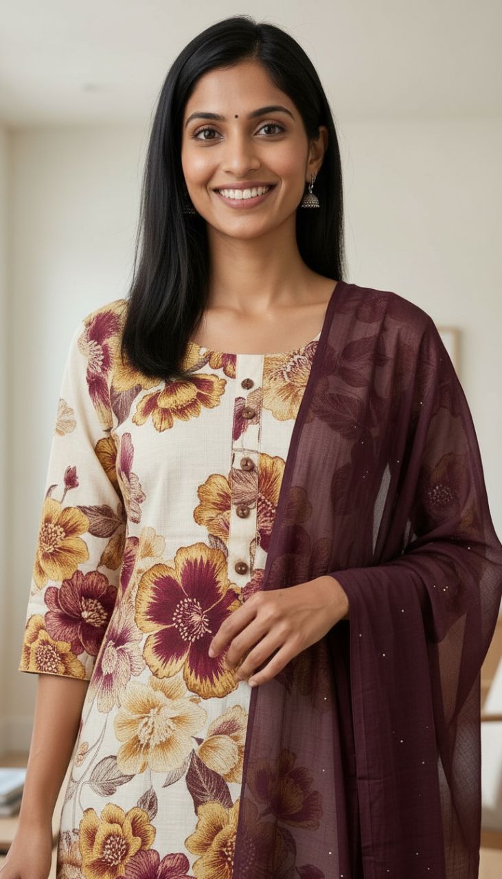Floral Kurta Set view 3