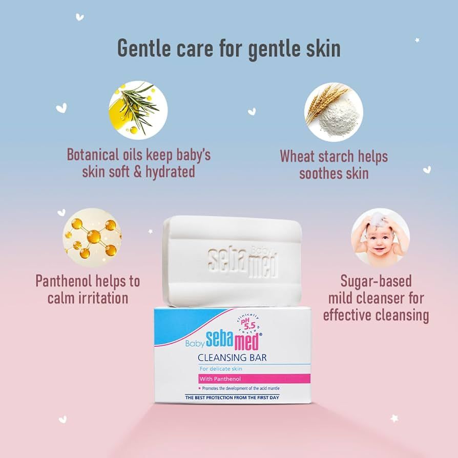 Sebamed Baby Cleansing Bar 100g|Ph 5.5 | With Panthenol|No tears & Soap Free bar| For Delicate skin view 2