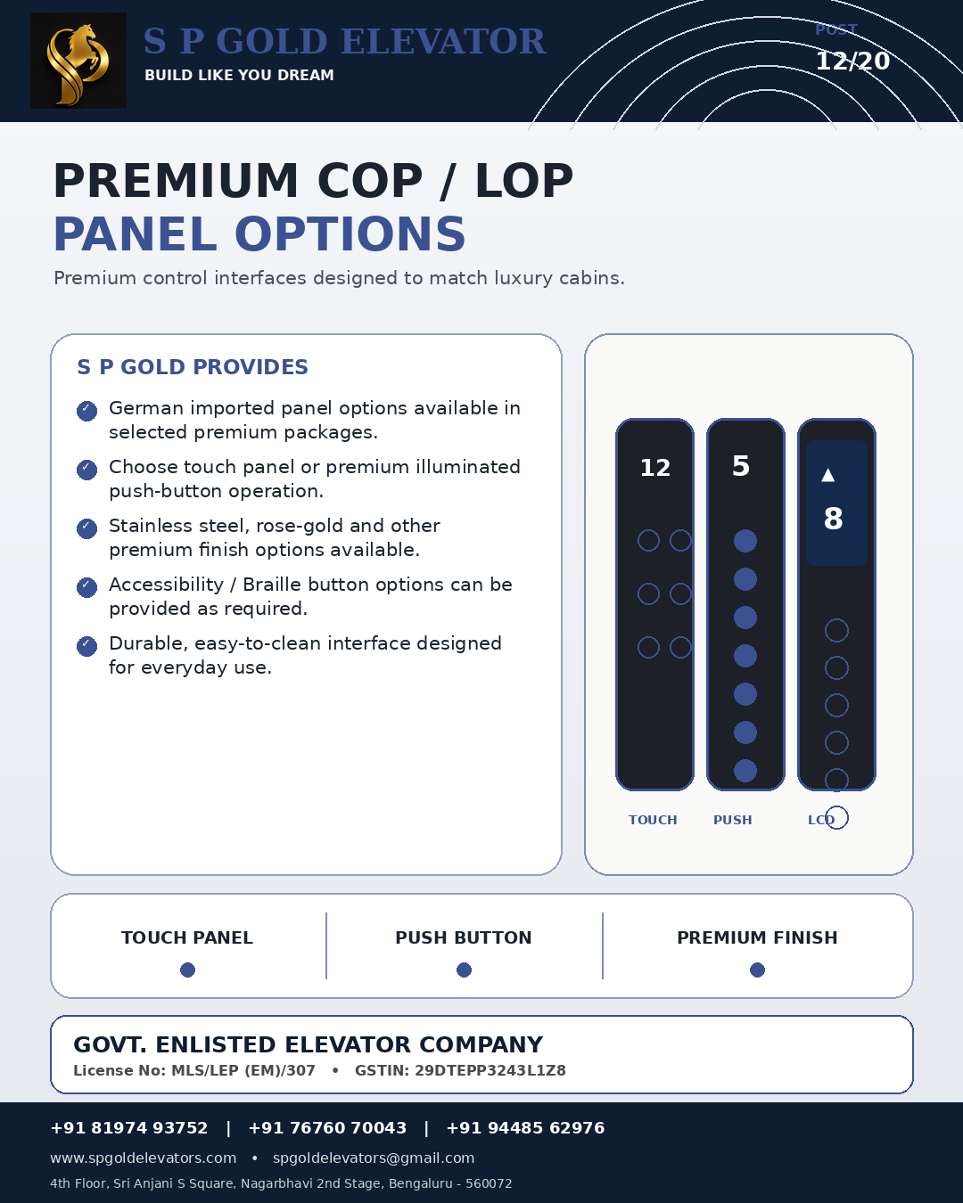 Premium Elevator COP/LOP Panel