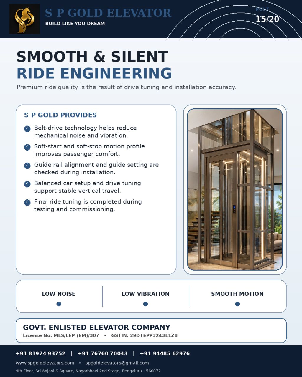 S P Gold Elevator - Smooth & Silent Ride Engineering