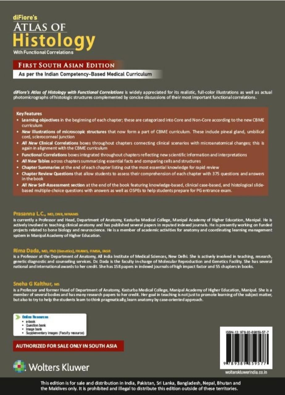 diFiore's Atlas of Histology By Prasanna LC 1st SAE view 2