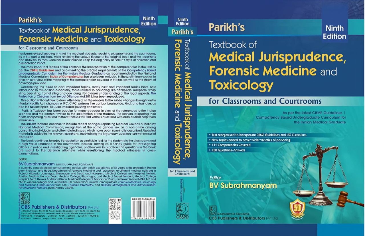 Parikh's Textbook of Medical Jurisprudence, Forensic Medicine & Toxicology By BV Subrahmanyam 9th Edition view 2