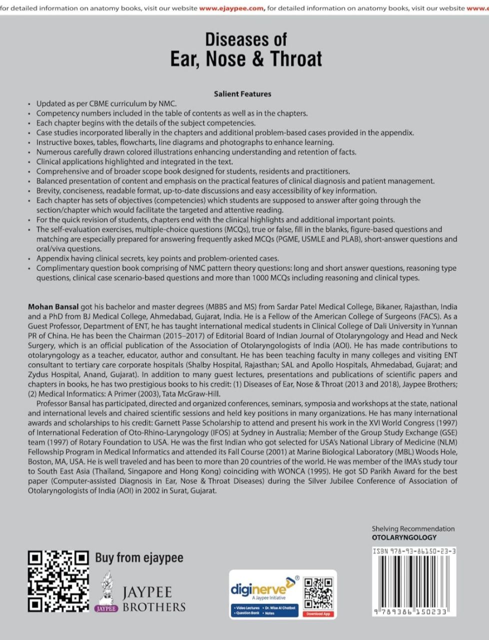 Diseases of Ear, Nose & Throat By Mohan Bansal 3rd Edition Revised Reprint view 2