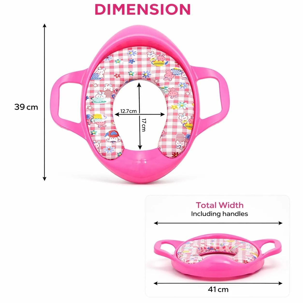 Braintastic Baby Potty Training Seat with Handle & Soft Cushion, Non-slip Toddler Toilet Trainer Seat for Boys & Girls, Comfortable & Safe Potty Seat for Kids (9+ Months) (pink) view 3