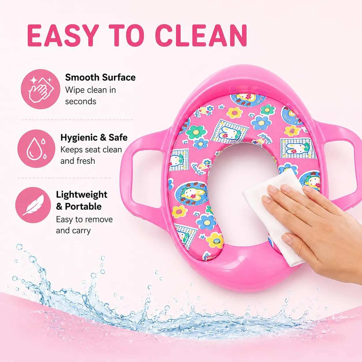 Braintastic Baby Potty Training Seat with Handle & Soft Cushion, Non-slip Toddler Toilet Trainer Seat for Boys & Girls, Comfortable & Safe Potty Seat for Kids (9+ Months) (pink) view 5