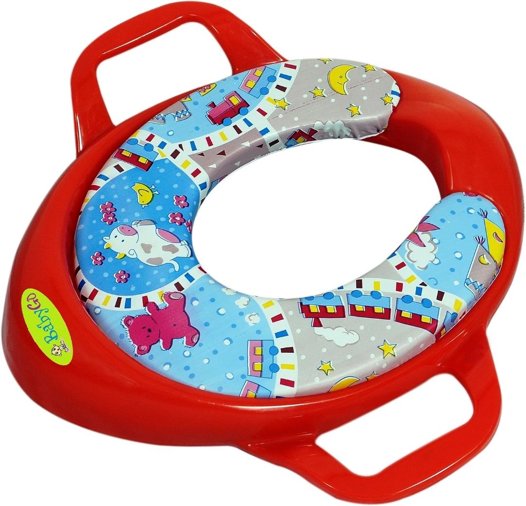 Cushioned Potty Training Seat for Kids | Comfortable Non-Slip Toddler Toilet Seat with Sturdy Handles | Child-Safe, BPA-Free, Easy to Clean | Fits Most Standard Toilets | Travel-Friendly | Red view 2