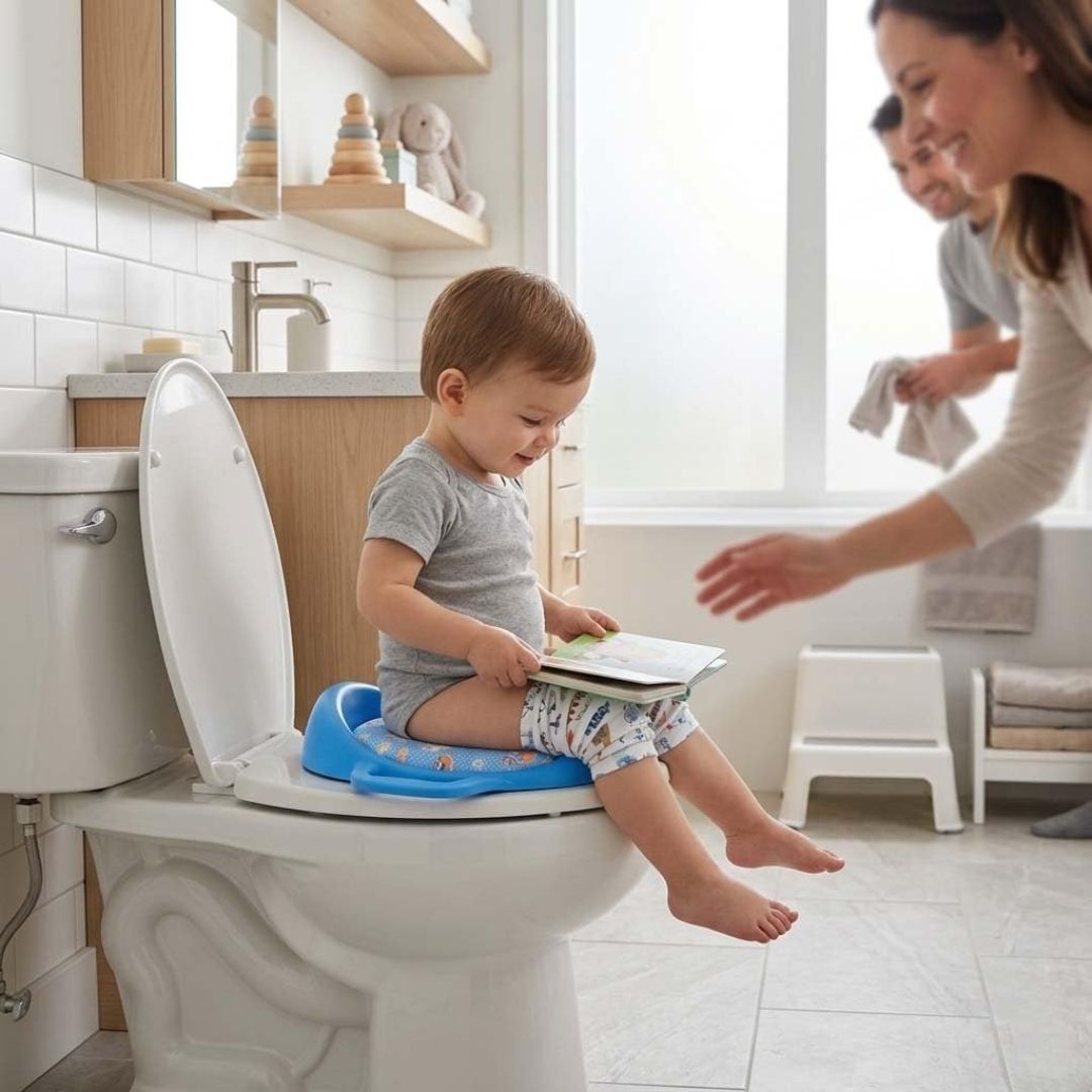 Cushioned Potty Training Seat for Kids | Comfortable Non-Slip Toddler Toilet Seat with Sturdy Handles | Child-Safe, BPA-Free, Easy to Clean | Fits Most Standard Toilets | Travel-Friendly | Red view 9