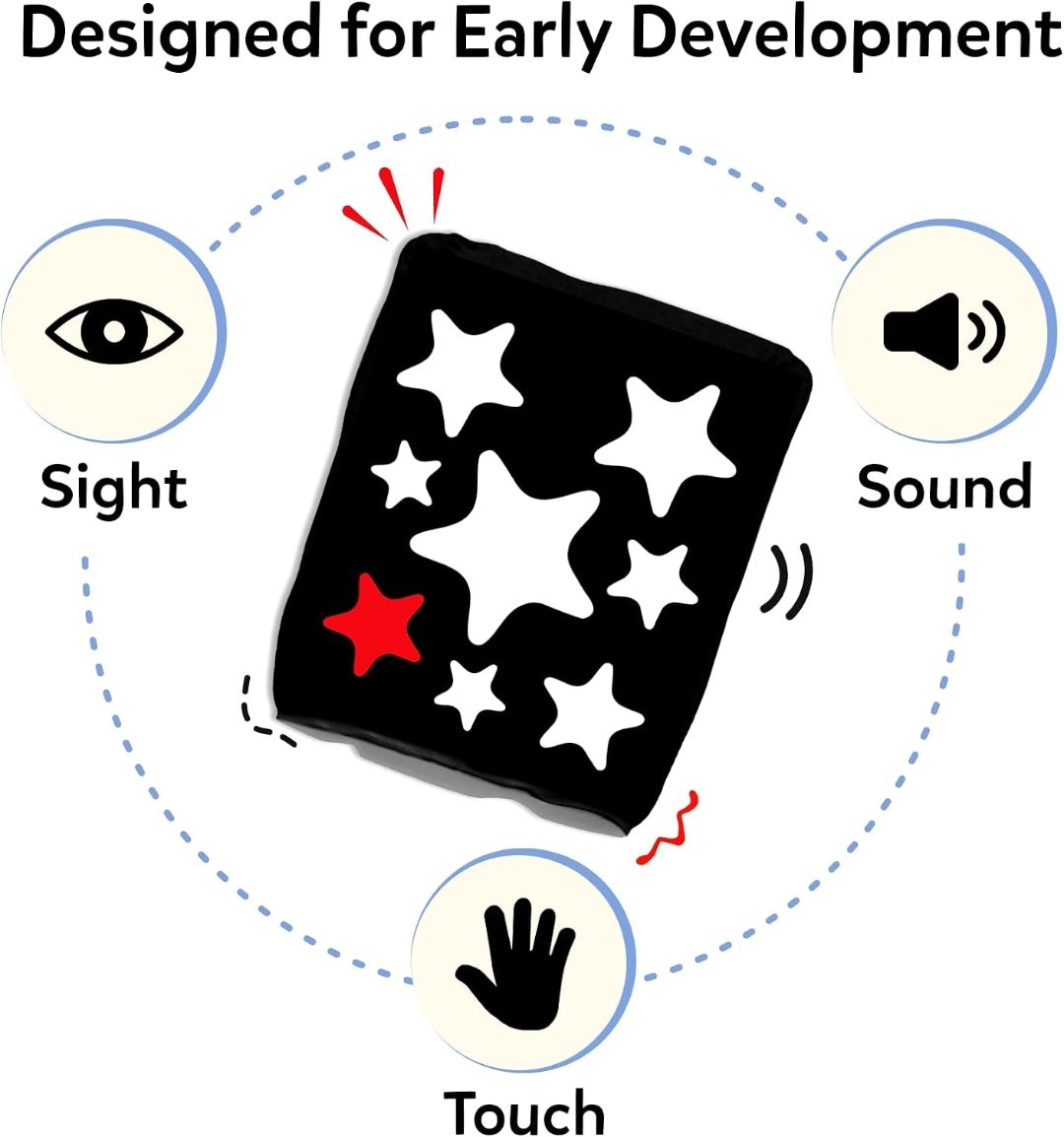 Skillmatics High Contrast Crinklers – Black & White Sensory Cloths for Baby
4 Wearable Crinklers, Newborn Visual Stimulation, Tummy Time, Sensory Exploration, Gift for Babies 0–12 Months view 9