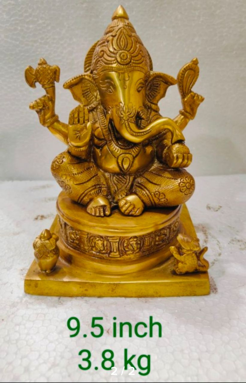 Brass Ganesha Idol view 2