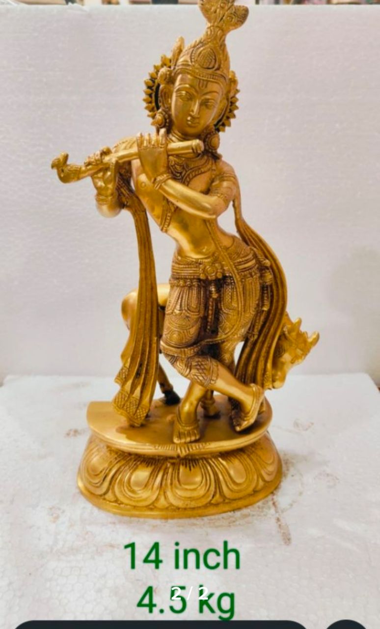 Brass Lord Krishna Statue