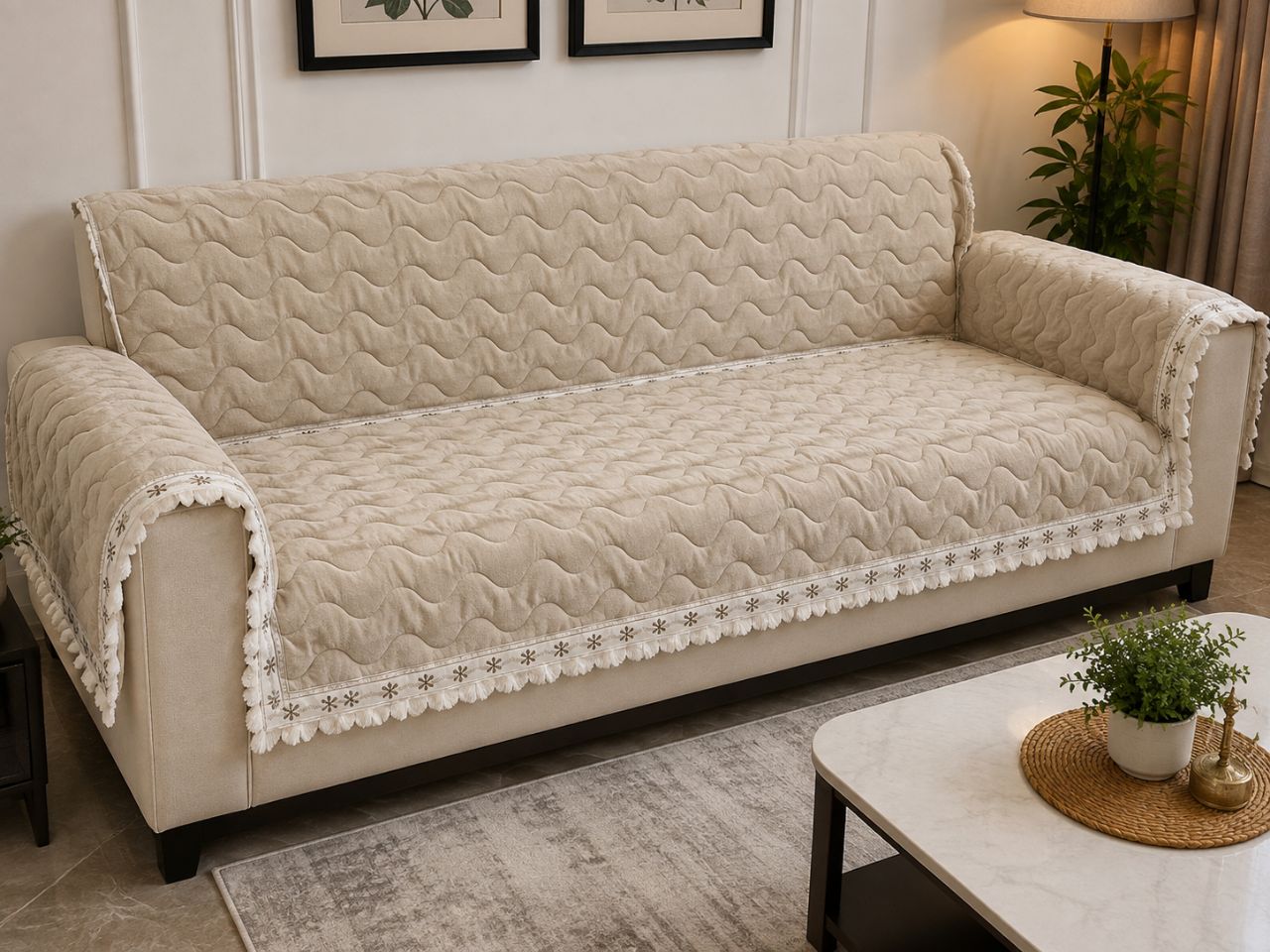 🐇 Premium Rabbit Fur Sofa Cover , 36 Inchi Width view 3