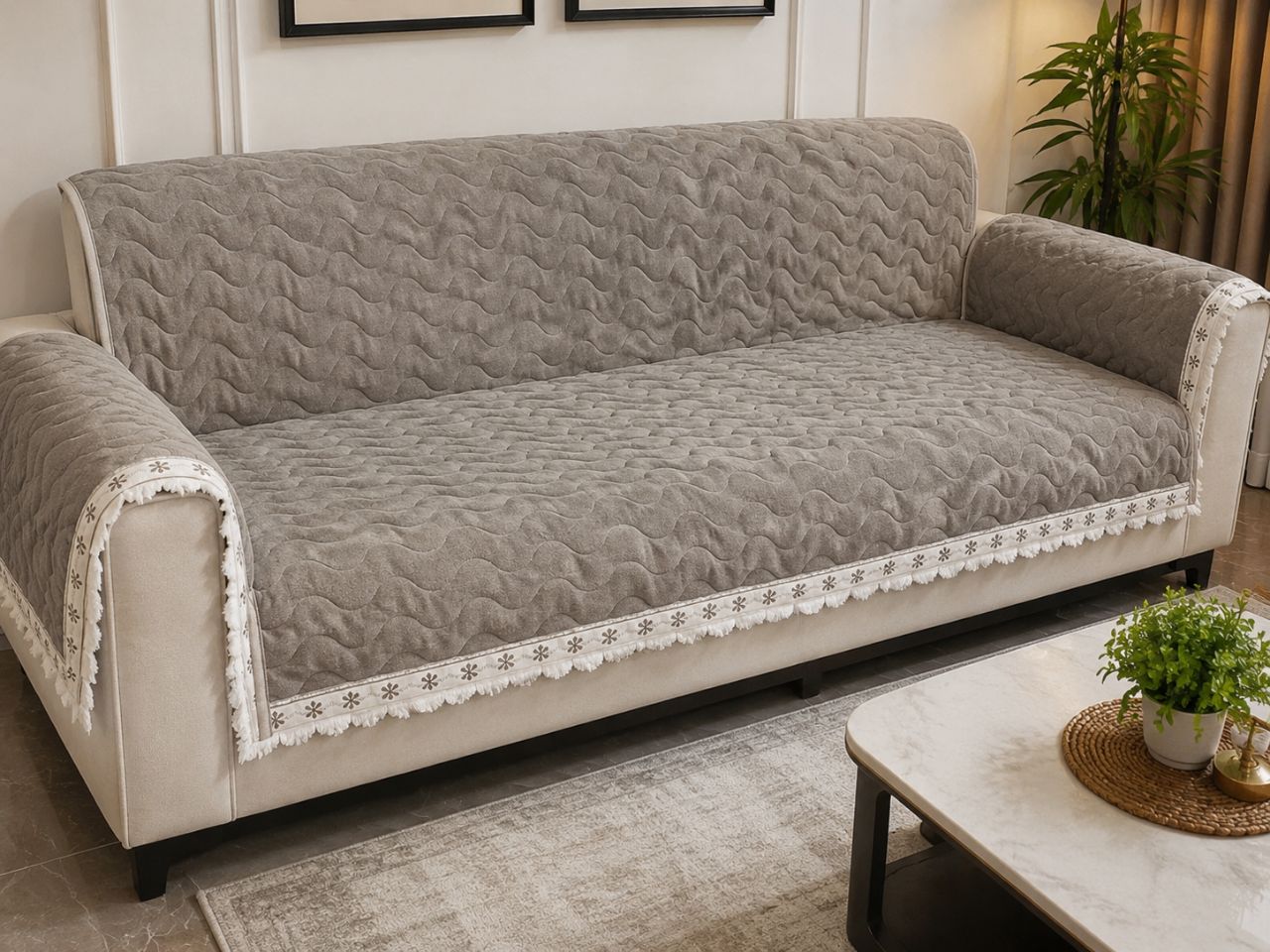 🐇 Premium Rabbit Fur Sofa Cover , 36 Inchi Width view 4