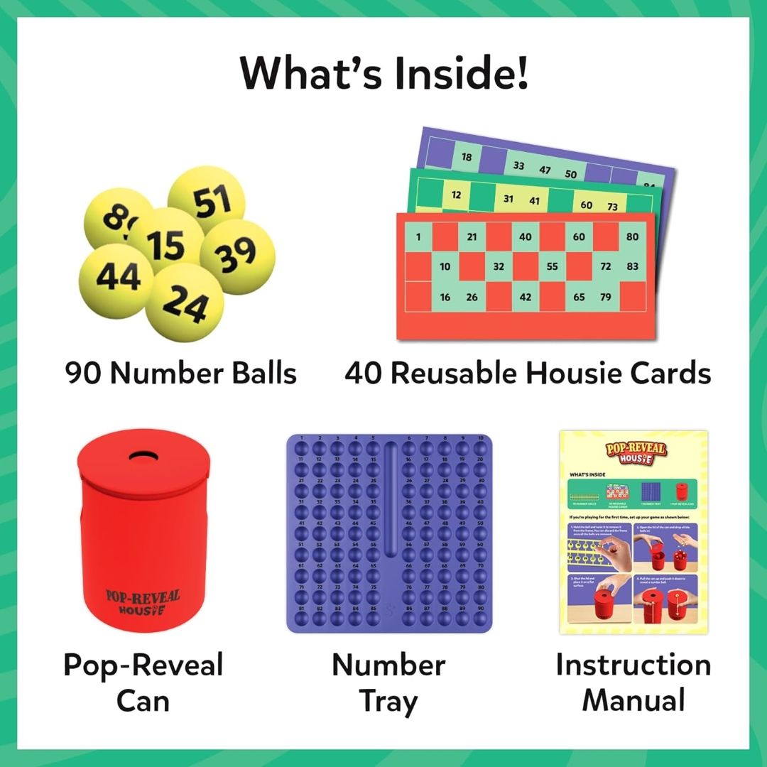 Skillmatics Pop-Reveal Housie – Classic Housie Tambola Game with a Twist
Reusable Cards, Fun for Family Game Nights & Celebrations, Gift for Kids, Teens & Adults, Ages 4, 5, 6, & Up, 3+ Players view 5