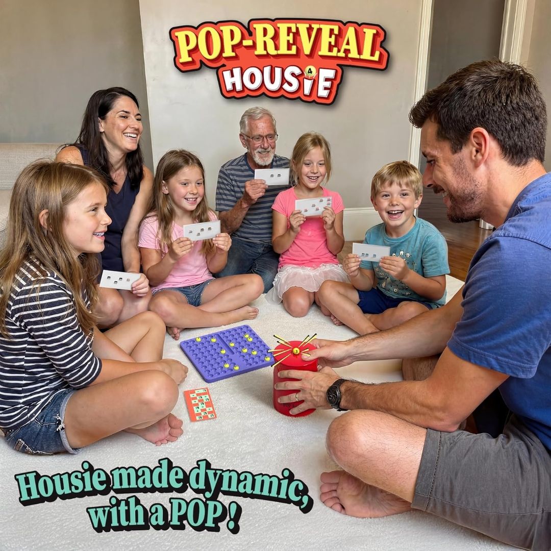 Skillmatics Pop-Reveal Housie – Classic Housie Tambola Game with a Twist
Reusable Cards, Fun for Family Game Nights & Celebrations, Gift for Kids, Teens & Adults, Ages 4, 5, 6, & Up, 3+ Players view 2