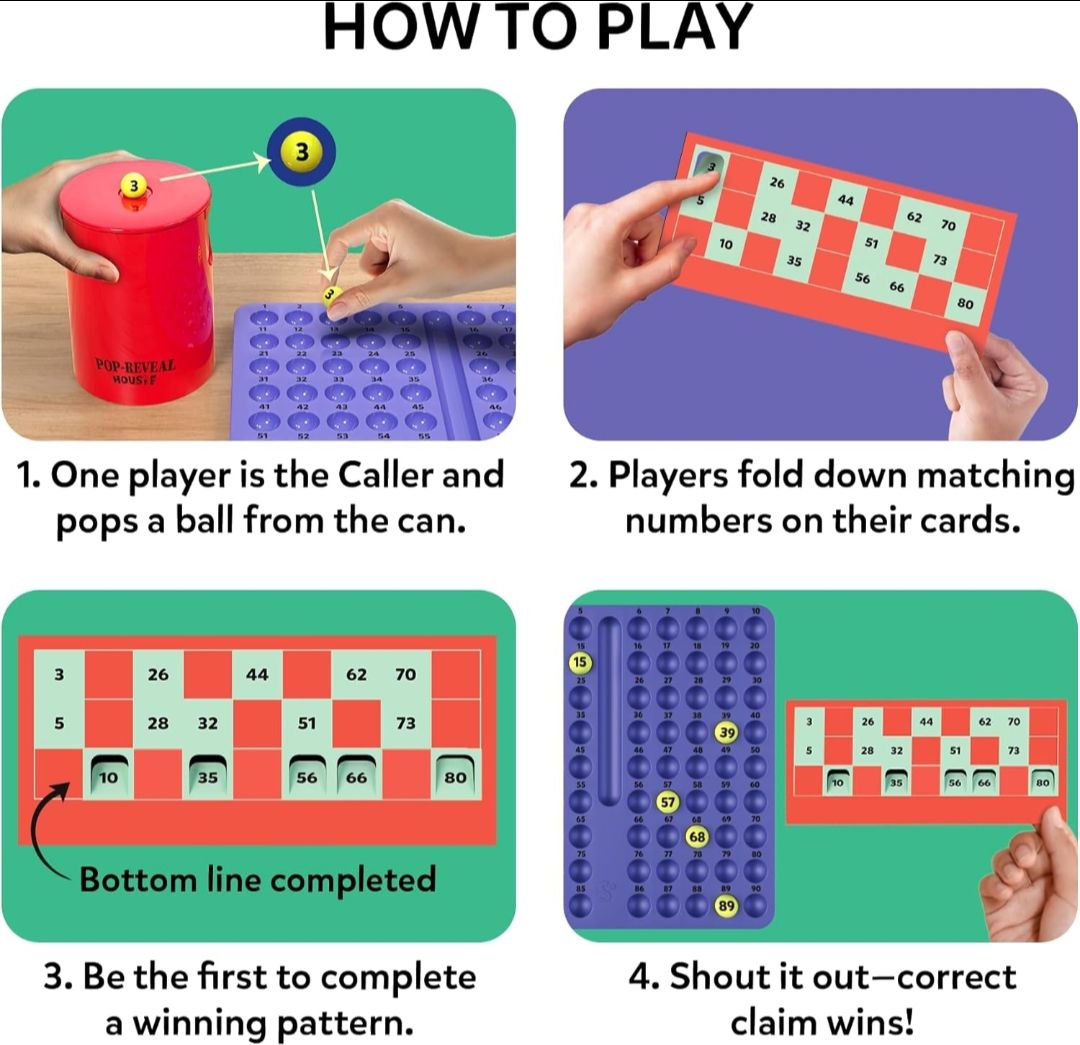Skillmatics Pop-Reveal Housie – Classic Housie Tambola Game with a Twist
Reusable Cards, Fun for Family Game Nights & Celebrations, Gift for Kids, Teens & Adults, Ages 4, 5, 6, & Up, 3+ Players view 4