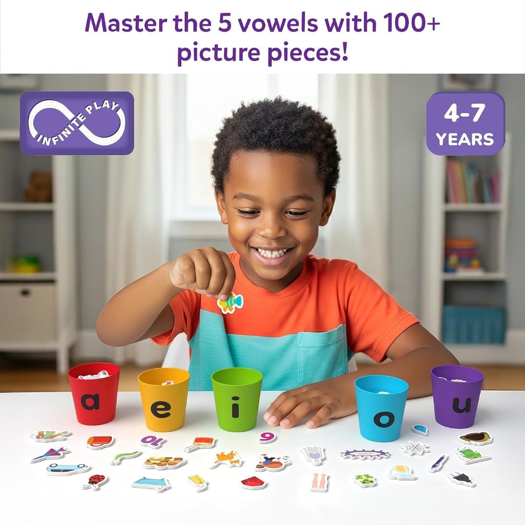 Skillmatics Phonics Sorter – Vowel Sorting & Early Reading, Montessori
Short Vowel Sounds, Phonemic Awareness for Preschool & Kindergarten, Educational Gift for Boys & Girls Ages 4, 5, 6, 7 view 2
