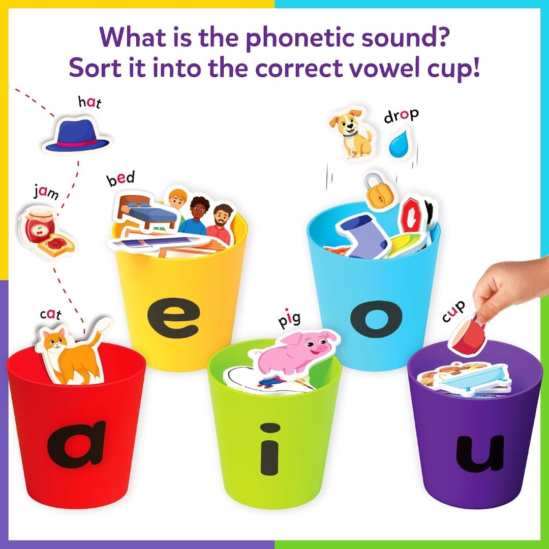 Skillmatics Phonics Sorter – Vowel Sorting & Early Reading, Montessori
Short Vowel Sounds, Phonemic Awareness for Preschool & Kindergarten, Educational Gift for Boys & Girls Ages 4, 5, 6, 7 view 5