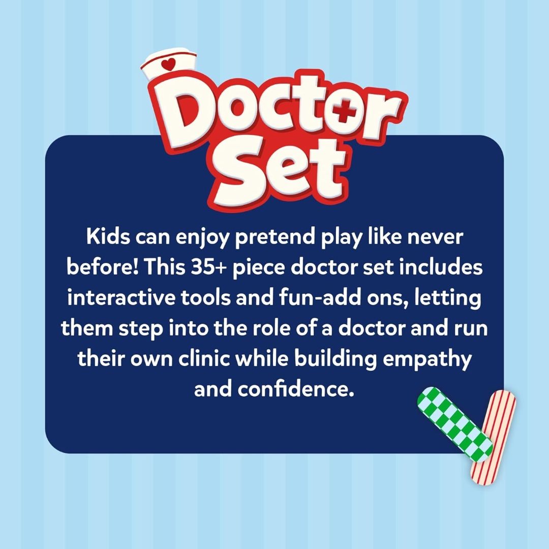 Skillmatics Doctor Set for Kids – 35+ Piece Interactive Pretend Play Kit
Medical Interactive Tool Kit, Thermometer, BP Monitor, X–Ray Sheets, Role Play Toy, Gift for Ages 4–8 view 8