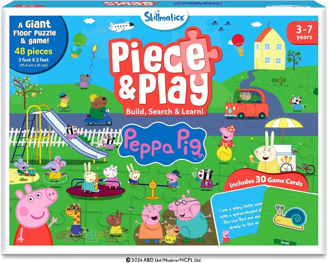 Skillmatics Piece & Play Peppa Pig - Floor Jigsaw Puzzle & Game
Sturdy Jumbo Puzzle Pieces, Educational Toy for Toddlers, Gifts for Boys & Girls Ages 3, 4, 5, 6, 7 (48 Pieces, 2 x 3 feet).