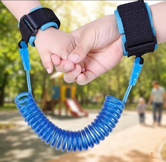 Anti-Lost Wrist Band for Kids | Lock Safety Harness | Soft Adjustable Wrist Strap with Durable Stainless Steel Coil | Baby Walking Leash for Travel, Shopping & Public Places