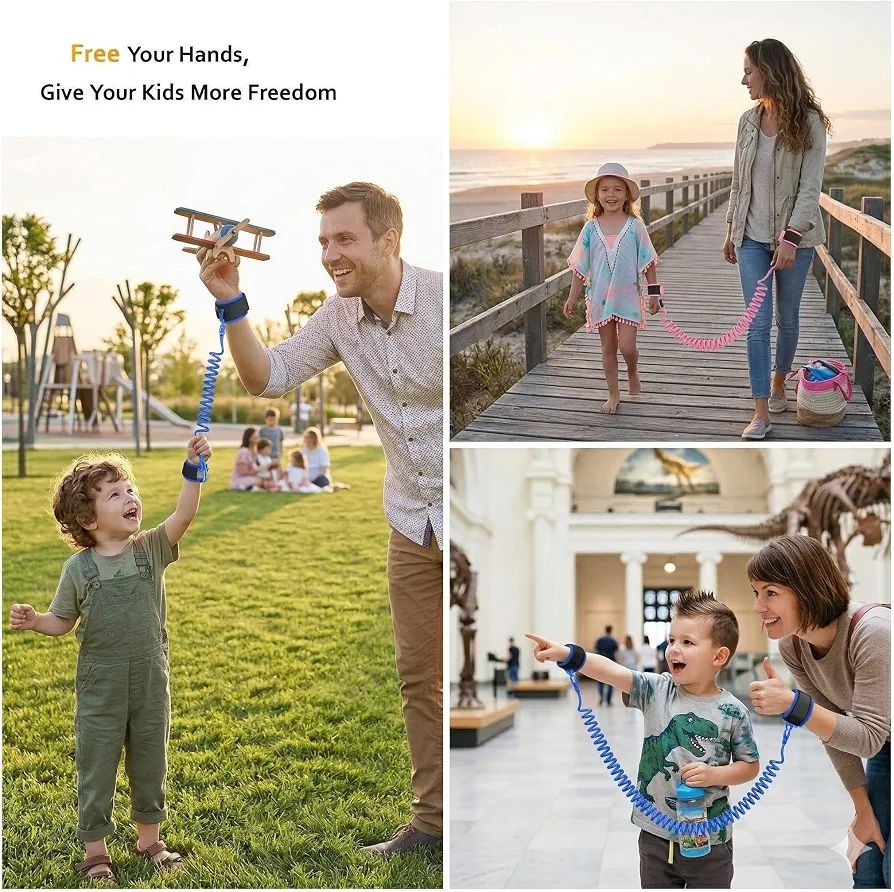 Anti-Lost Wrist Band for Kids | Lock Safety Harness | Soft Adjustable Wrist Strap with Durable Stainless Steel Coil | Baby Walking Leash for Travel, Shopping & Public Places view 7