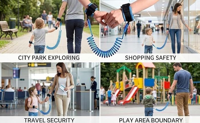 Anti-Lost Wrist Band for Kids | Lock Safety Harness | Soft Adjustable Wrist Strap with Durable Stainless Steel Coil | Baby Walking Leash for Travel, Shopping & Public Places view 11