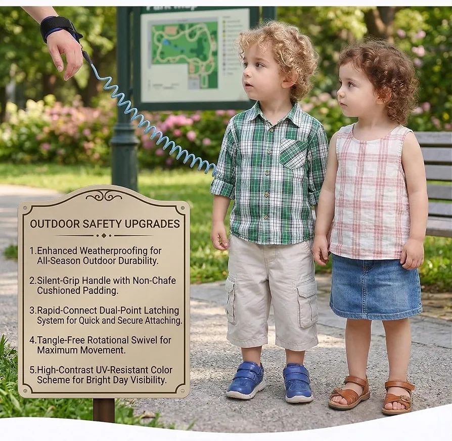 Anti-Lost Wrist Band for Kids | Lock Safety Harness | Soft Adjustable Wrist Strap with Durable Stainless Steel Coil | Baby Walking Leash for Travel, Shopping & Public Places view 13