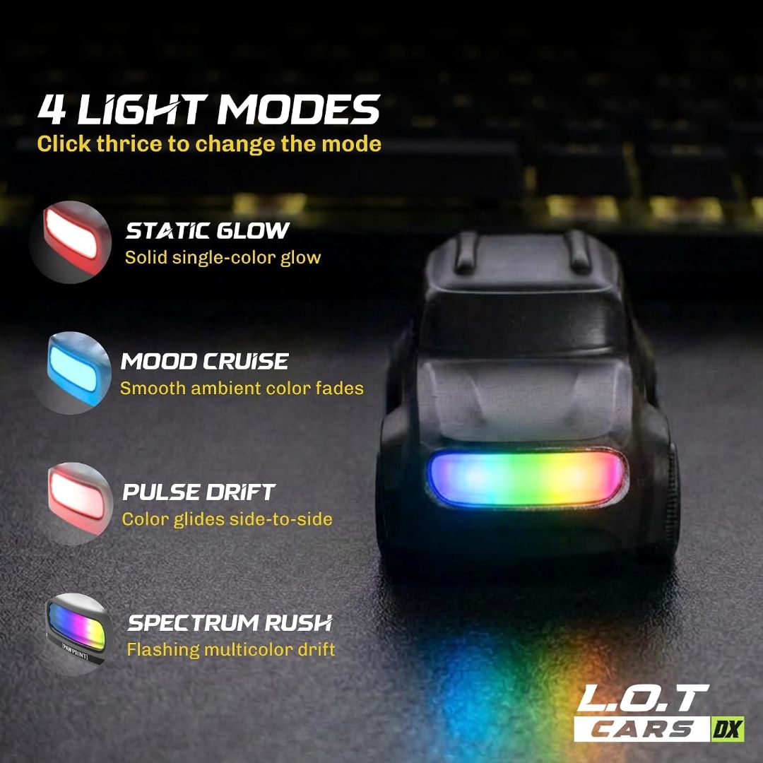 L.O.T Cars Dash Mini Rc Drift Car | 2.4Ghz, 1:64 Scale | RC Car 4x4, RC Drifting, Drift Car Remote Control, Proportional Steering, Dual-Speed Modes & Lights with 100m Remote Range (Black) view 6