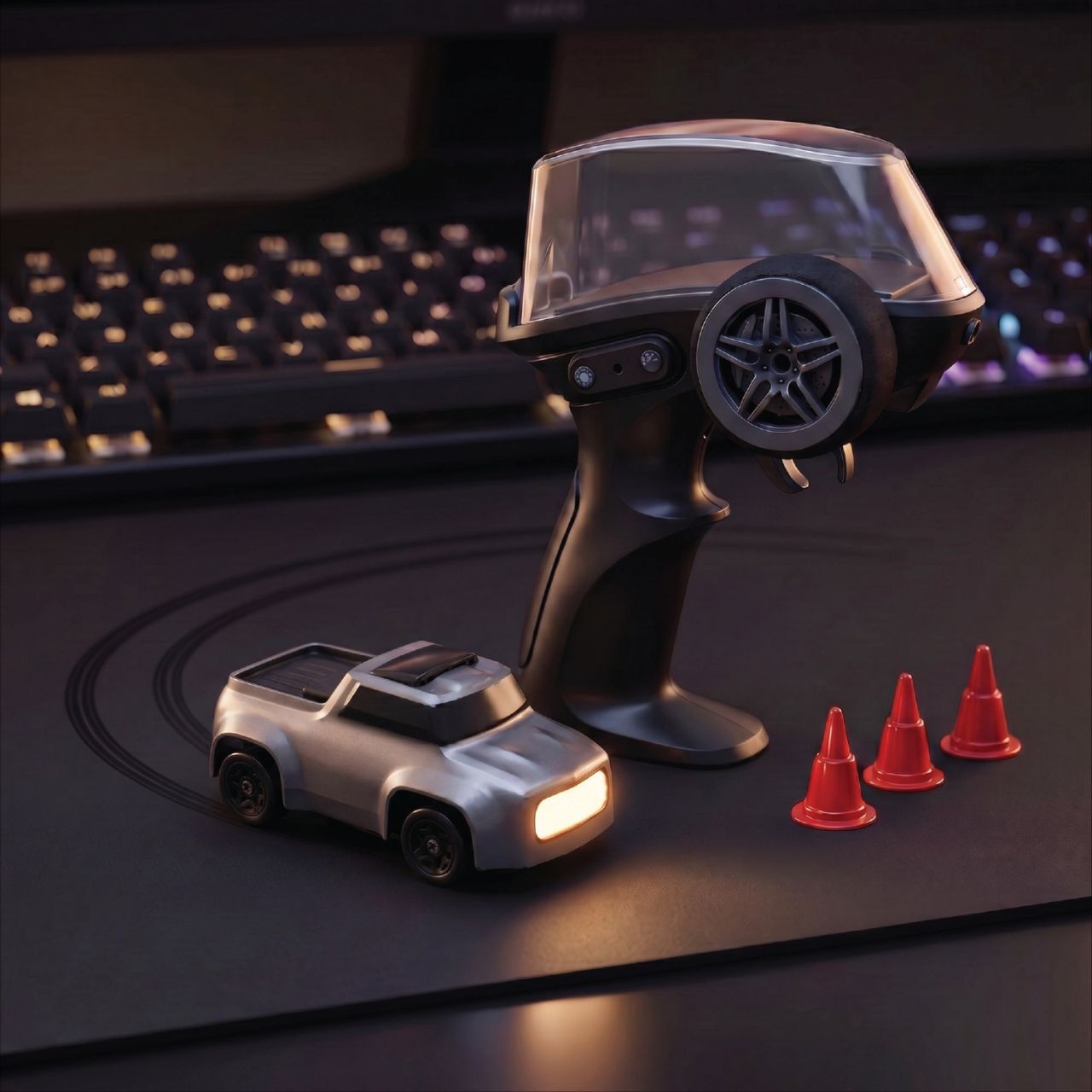 L.O.T Cars Dash Mini Rc Drift Car | 2.4Ghz, 1:64 Scale | RC Car 4x4, RC Drifting, Drift Car Remote Control, Proportional Steering, Dual-Speed Modes & Lights with 100m Remote Range Dash Base Silver