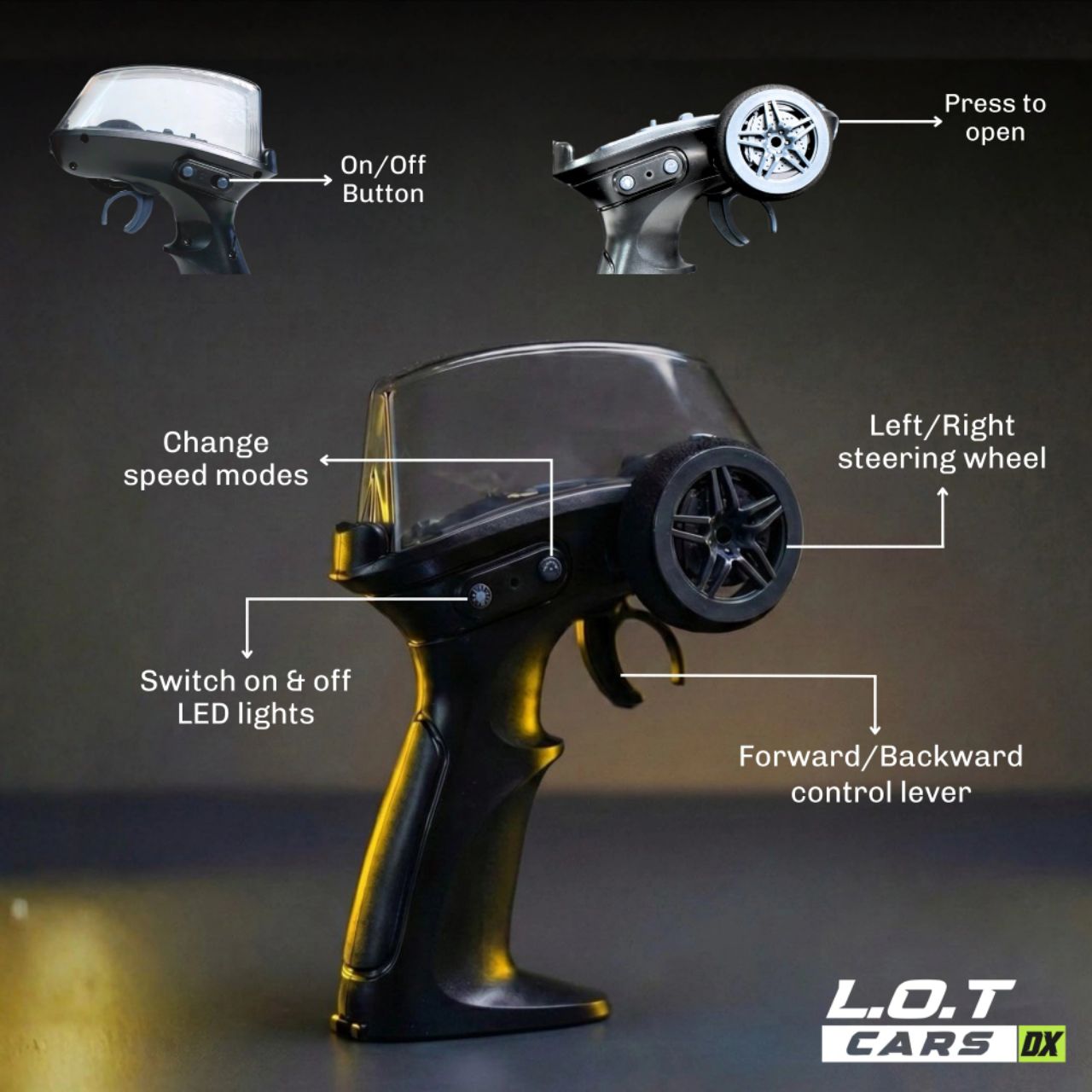 L.O.T Cars Dash Mini Rc Drift Car | 2.4Ghz, 1:64 Scale | RC Car 4x4, RC Drifting, Drift Car Remote Control, Proportional Steering, Dual-Speed Modes & Lights with 100m Remote Range Dash Base Silver view 9