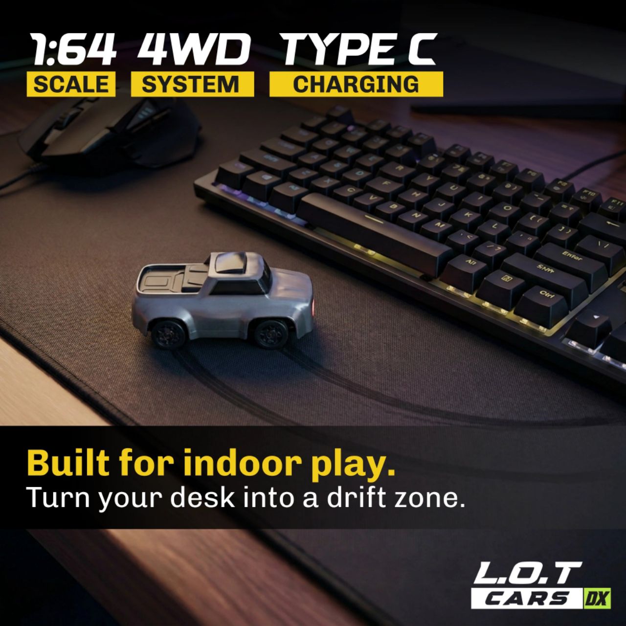 L.O.T Cars Dash Mini Rc Drift Car | 2.4Ghz, 1:64 Scale | RC Car 4x4, RC Drifting, Drift Car Remote Control, Proportional Steering, Dual-Speed Modes & Lights with 100m Remote Range Dash Base Silver view 12