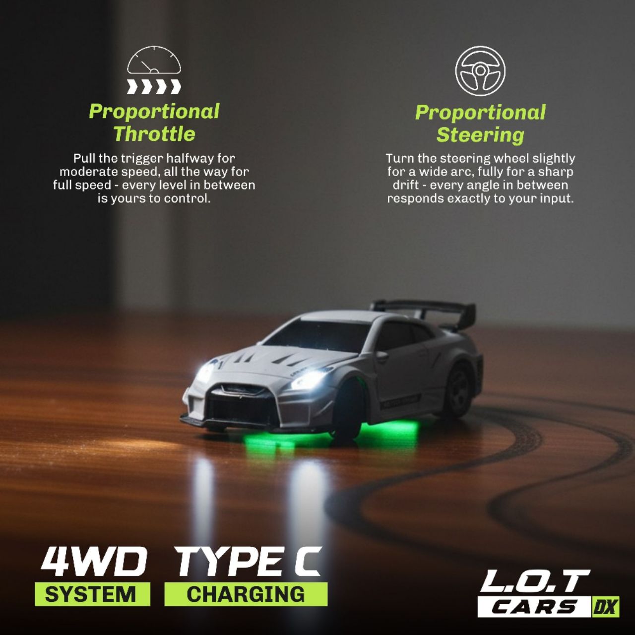 L.O.T Cars Nitro - 1:64 Scale Mini RC Car Nitro Race Grey view 5