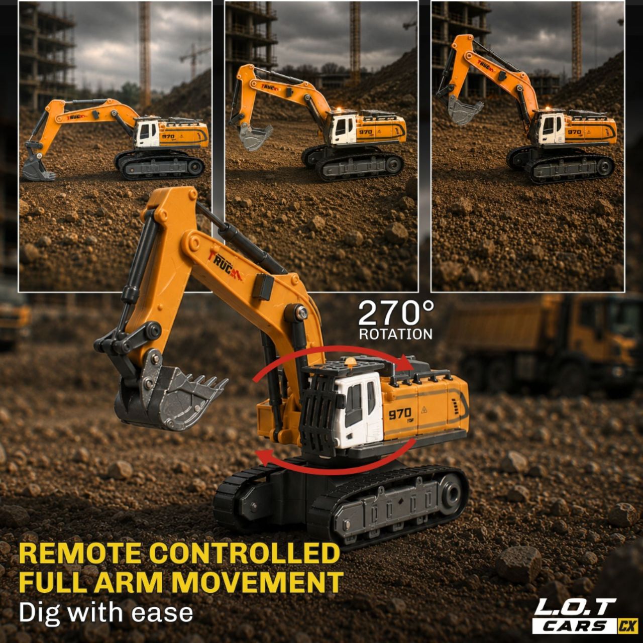 L.O.T Cars Rift - 1:64 Scale Tabletop RC Excavator . view 3