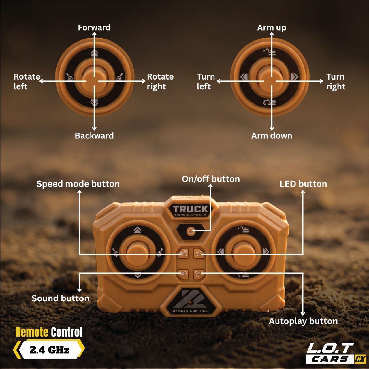 L.O.T Cars Rift - 1:64 Scale Tabletop RC Excavator . view 6