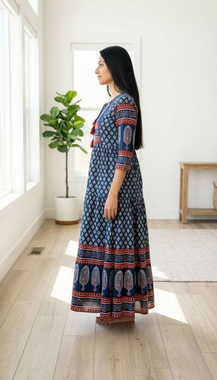 Indigo Anarkali Dress view 6