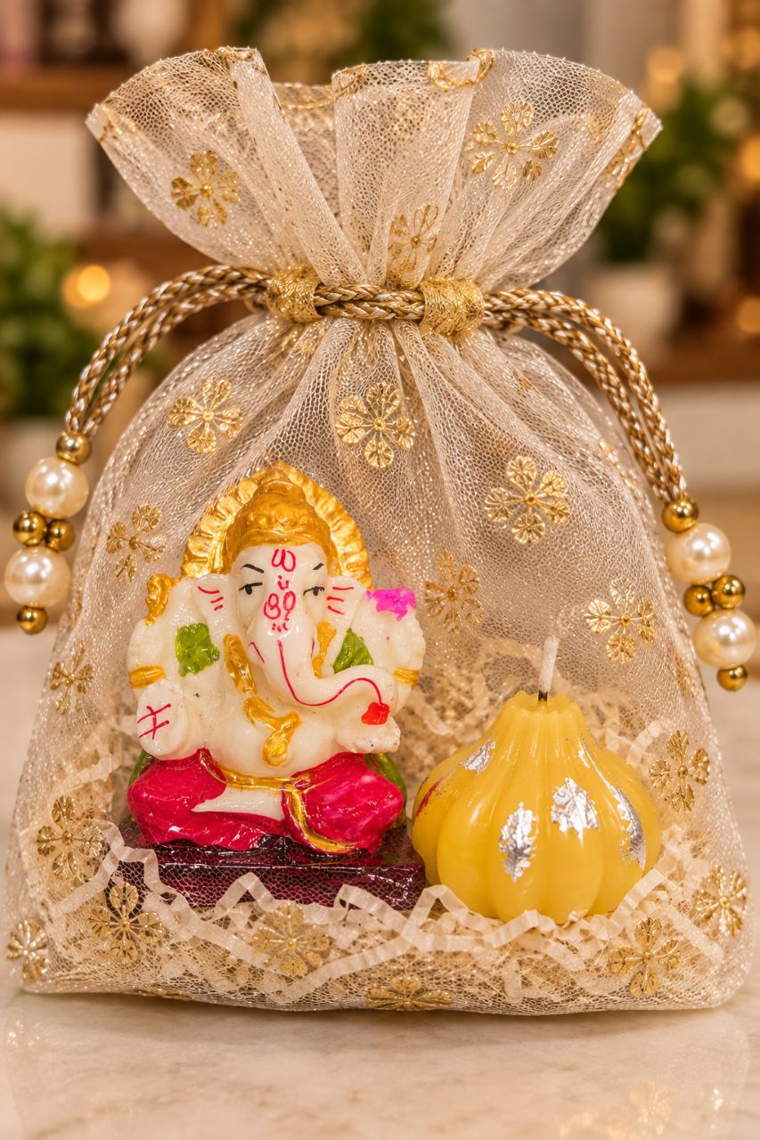 Ganesh Idol With modak Candle view 3